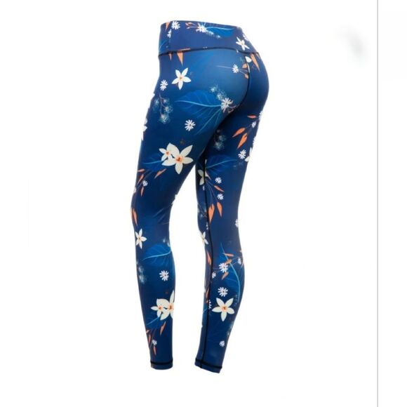 COMPRESSIONZ ,‎ Compression Leggings - Blue Flowers, Size Small - Picture 3 of 8